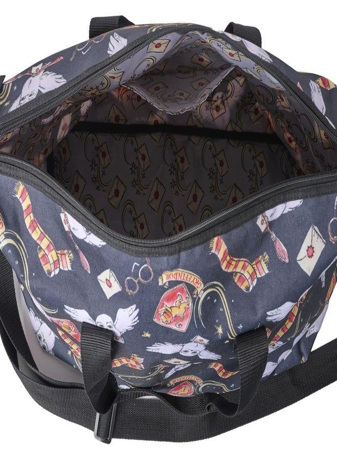 Harry Potter Tote Duffel Bag Hogwarts All Over Print Carry On Travel (Black) - Image 3