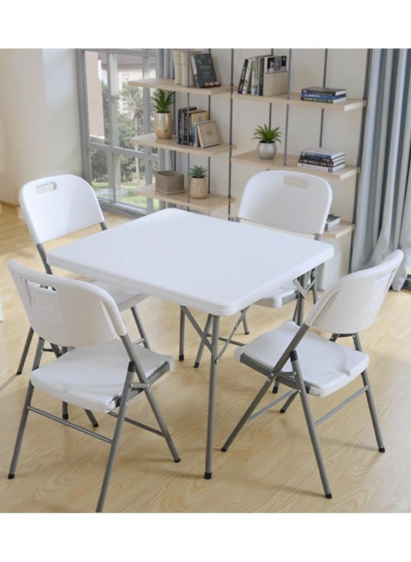 Marcolo 86x86cm Folding Table Heavy Duty, One-Piece Foldable Square Table with Steel Frame, for Indoor & Outdoor Use - Image 4