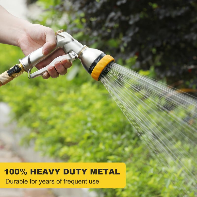 FANHAO Garden Hose Nozzle Sprayer, 100% Heavy Duty Metal Water Hose Sprayer with 7 Spray Patterns, High Pressure Spray Nozzle for Watering Plants & Lawns, Washing Cars & Pets - Image 2