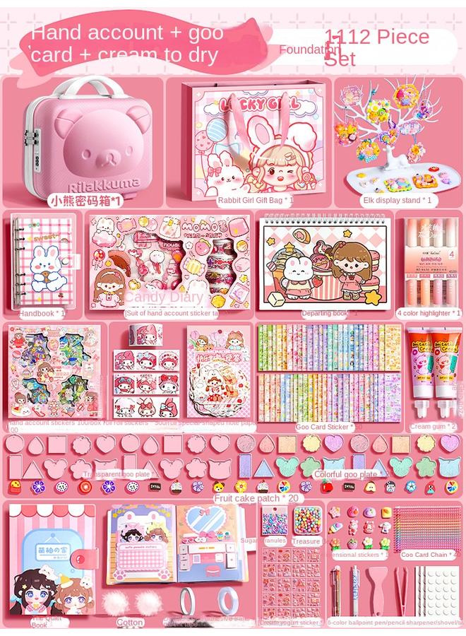 Bluejw Hand Account Suit Gift Box Girl's Hand Account Book Goo Card Suit Deluxe Edition Girl's Children's 61 Children's Toy Gift For Primary School Students - Image 1