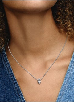 Chomel Double Heart Pendant Sparkling Collier Women's Necklace for Pandora Timeless 391229C01-45  - Image 3