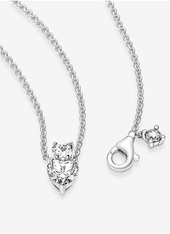 Chomel Double Heart Pendant Sparkling Collier Women's Necklace for Pandora Timeless 391229C01-45  - Image 5
