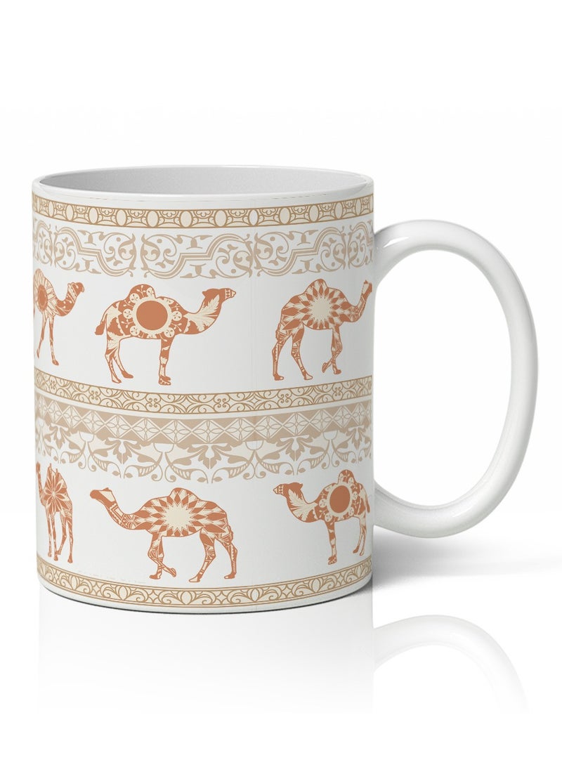 GALADUNE Ceramic Coffee Mug Tea Cup 11OZ, Creative Drinkware, Porcelain Breakfast Mug for Office Birthday Party, Ideal Gift for Friend Habibi Habibti, Arab Camel - Image 1