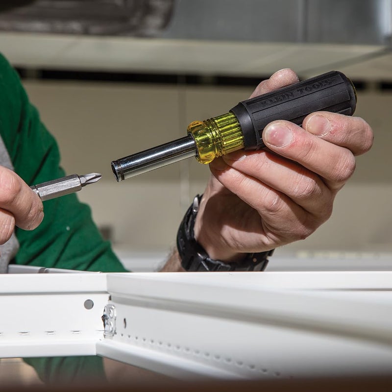 Klein Tools 32500MAG Magnetic Multi-Bit Screwdriver / Nut Driver, 11-in-1 Multi Tool with 8 Bits, 3 Nut Driver Sizes, Cushion Grip Handle - Image 5