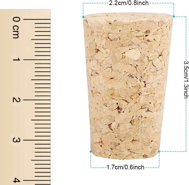 klarako Cork Stoppers Wine Corks, Tapered Wooden Stopper Wood Corks for Wine Bottles Cork Crafts Replacement Corks for Wine Beer, Top diameter 7/8", 22×17×35mm Size L - Image 5