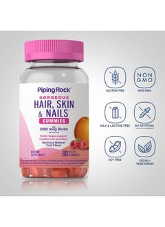 Piping Rock Hair Skin And Nails Vitamins ; 80 Gummies ; Fruit Flavor With Biotin ; Non Gmo Gluten Free  - Image 4