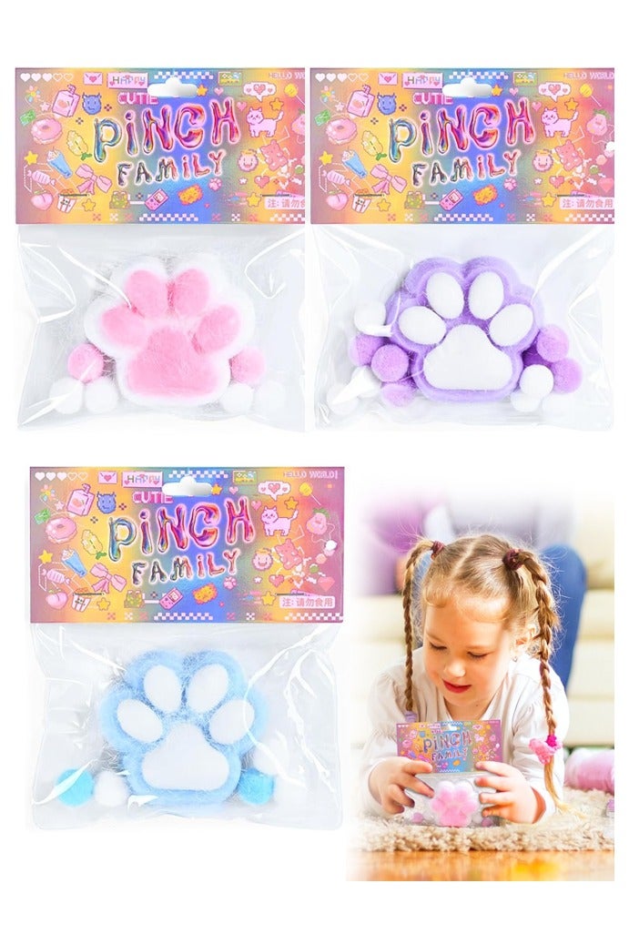 Pinch 3Pcs Squishy Squeeze Cat Paw Toys,Pinch Family OPP Packaging Sensory Toys Kids Teens - Image 1
