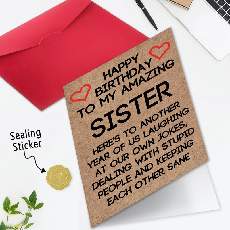 Ziwenhu Humor Sister Birthday Gift Ideas from Brother Cousin, Cute Sister Birthday Card from Borther, Funny Birthday Card for Her - Image 5