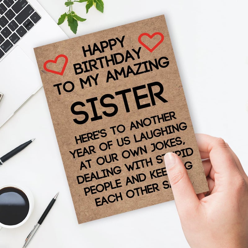 Ziwenhu Humor Sister Birthday Gift Ideas from Brother Cousin, Cute Sister Birthday Card from Borther, Funny Birthday Card for Her - Image 4