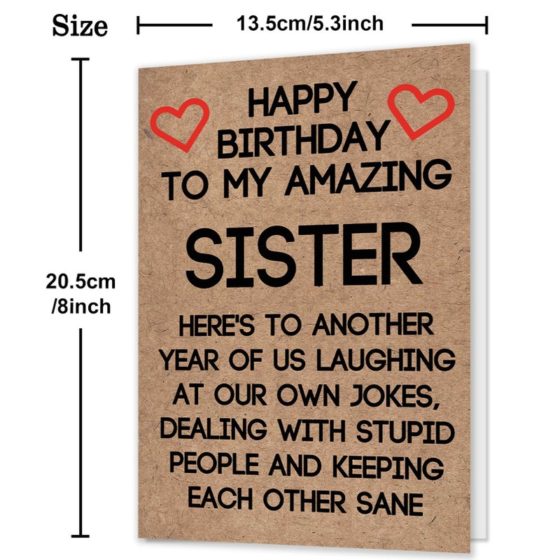 Ziwenhu Humor Sister Birthday Gift Ideas from Brother Cousin, Cute Sister Birthday Card from Borther, Funny Birthday Card for Her - Image 2