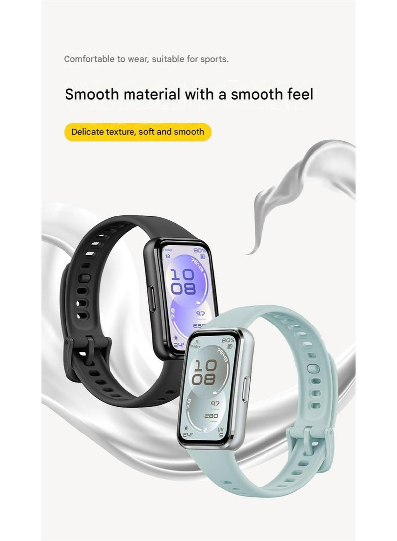 أوليسون حزمة 2 TPU Sport Watch Band لـ Huawei Band 11 / Band 11 Pro ، حزام استبدال مقاوم للماء من السيليكون الناعم ، الأزرق + الأسود - Image 2