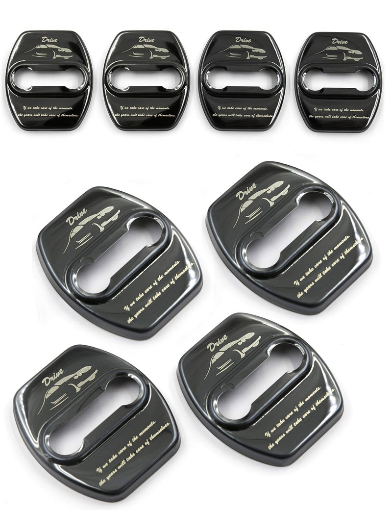 LIGHTKOREA Stainless Steel Metal Car Door Striker Lock Latches Protector Cover Dress up Accessories (Pack of 4) Compatible with Hyundai, Compatible with Kia Vehicles (Black) - Image 1