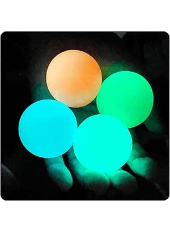 كرات لاصقة متوهجة في الظلام تلتصق بالسقف، كرات لتخفيف التوتر للأطفال والكبار، كرات سقف لاصقة متوهجة، ألعاب إسفنجية للأطفال، ألعاب فيدجيت، هدايا الحفلات، أدوات تخفيف القلق، أشياء ASMR (4 قطع)