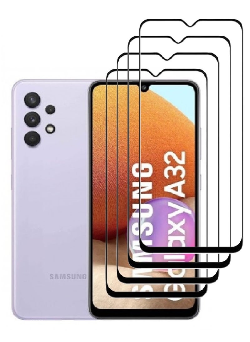 AINA 4 Pieces Tempered Glass Screen Protector 5D Designed For Samsung Galaxy A32 Full Glue Edge to Edge Full Screen Coverage And Bubble Free - Image 1