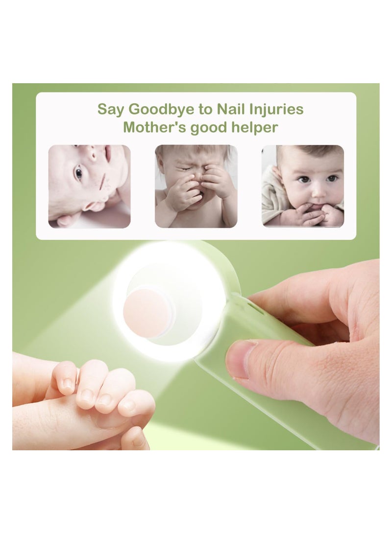 Excefore Baby Electric Nail Buffer Kit, Safe, Easy Rechargeable Baby Nail File,Baby Nail Trimmer, Ring LED Light, 6 Buffer Pads, Ideal for Newborns, Toddlers, Children's Fingernails/Toenails (Green File) - Image 3