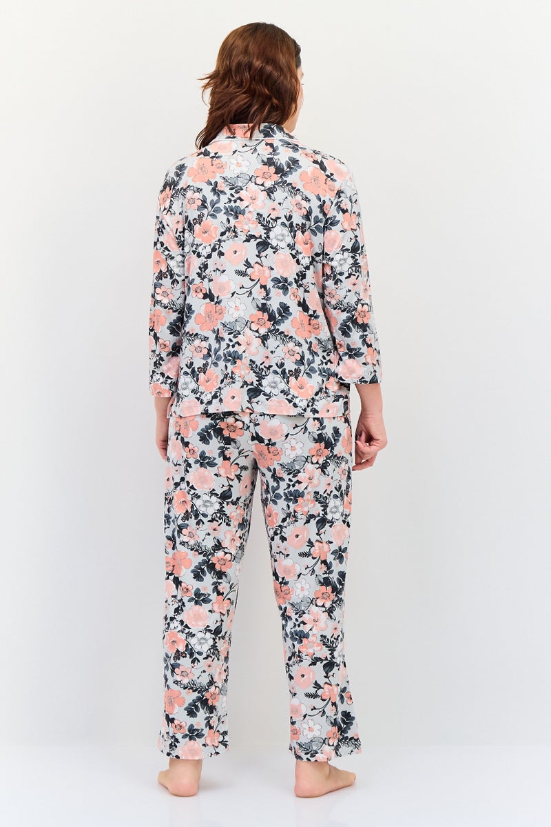 Jones New York Women Petite 2 Pcs Allover Print Top And Pyjamas Sleepwear Set, Multicolor - Image 3