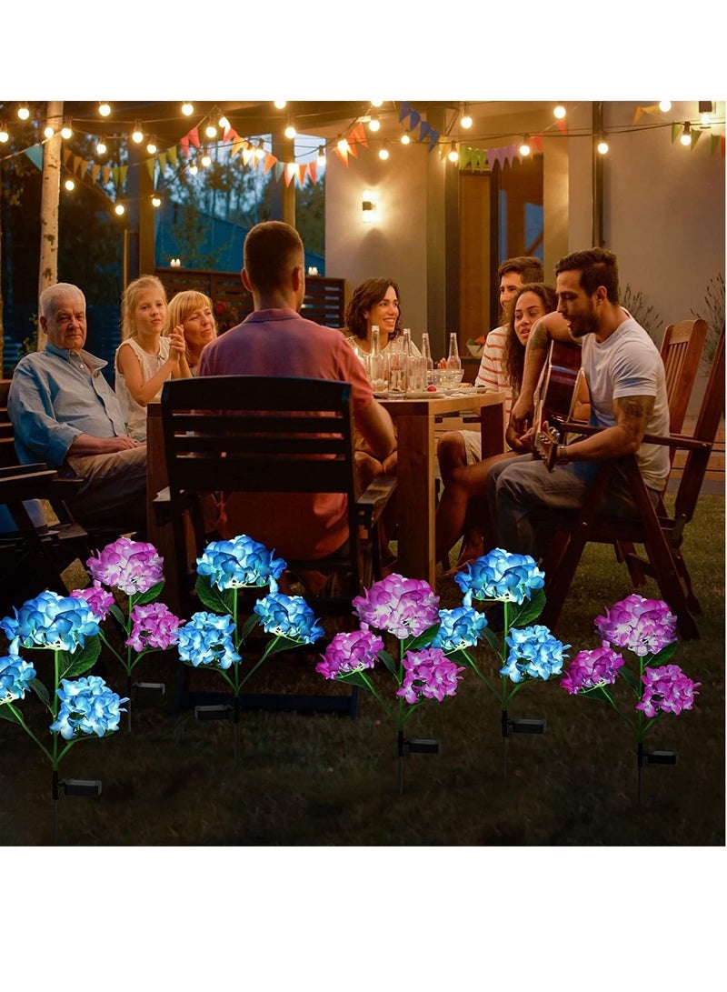 Captaintech Solar Lights Outdoor Decorative Hydrangea Garden Stake Waterproof and Realistic LED Flowers Powered In-Ground for Lawn Patio Backyard Purple Blue 2 Pack - Image 4