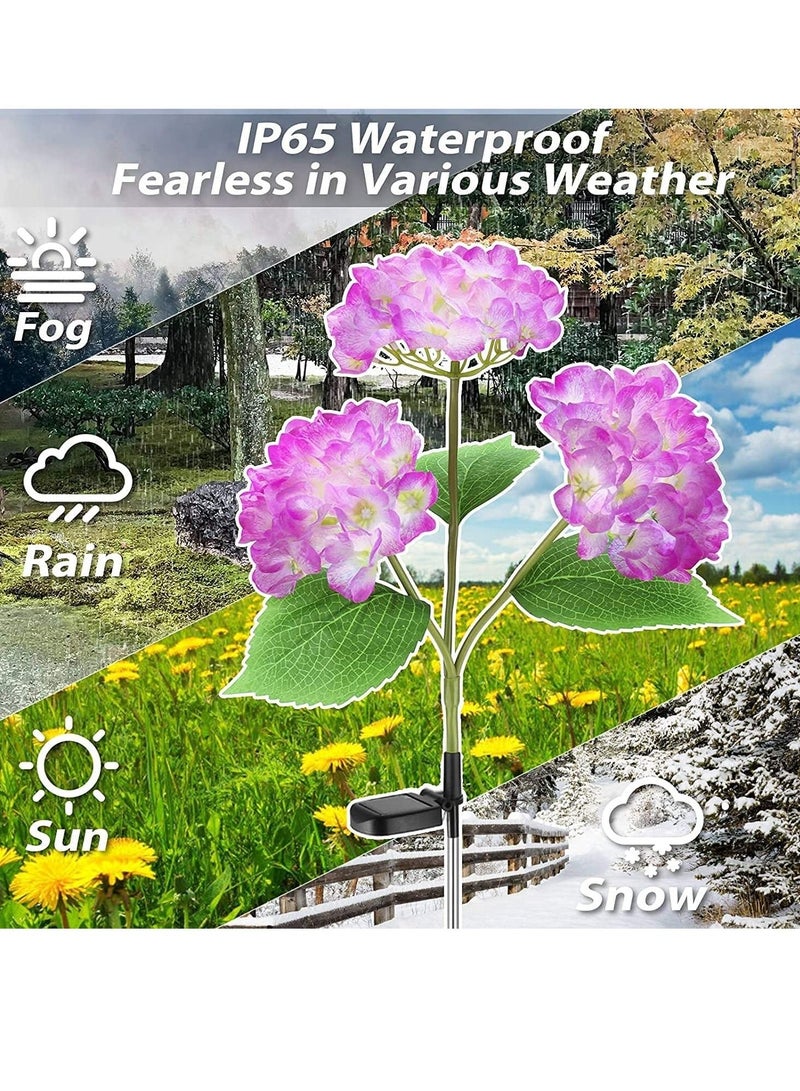 Captaintech Solar Lights Outdoor Decorative Hydrangea Garden Stake Waterproof and Realistic LED Flowers Powered In-Ground for Lawn Patio Backyard Purple Blue 2 Pack - Image 5