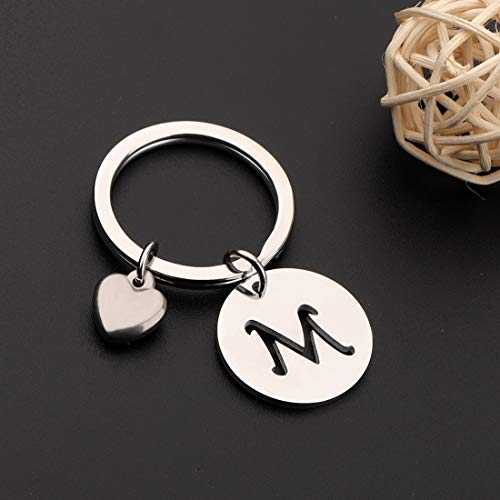 HOLLP Initial Disc Charm Keychain 26 Letter Alphabet Key Ring A-Z English Charm Keychain (Silver-M) - Image 5