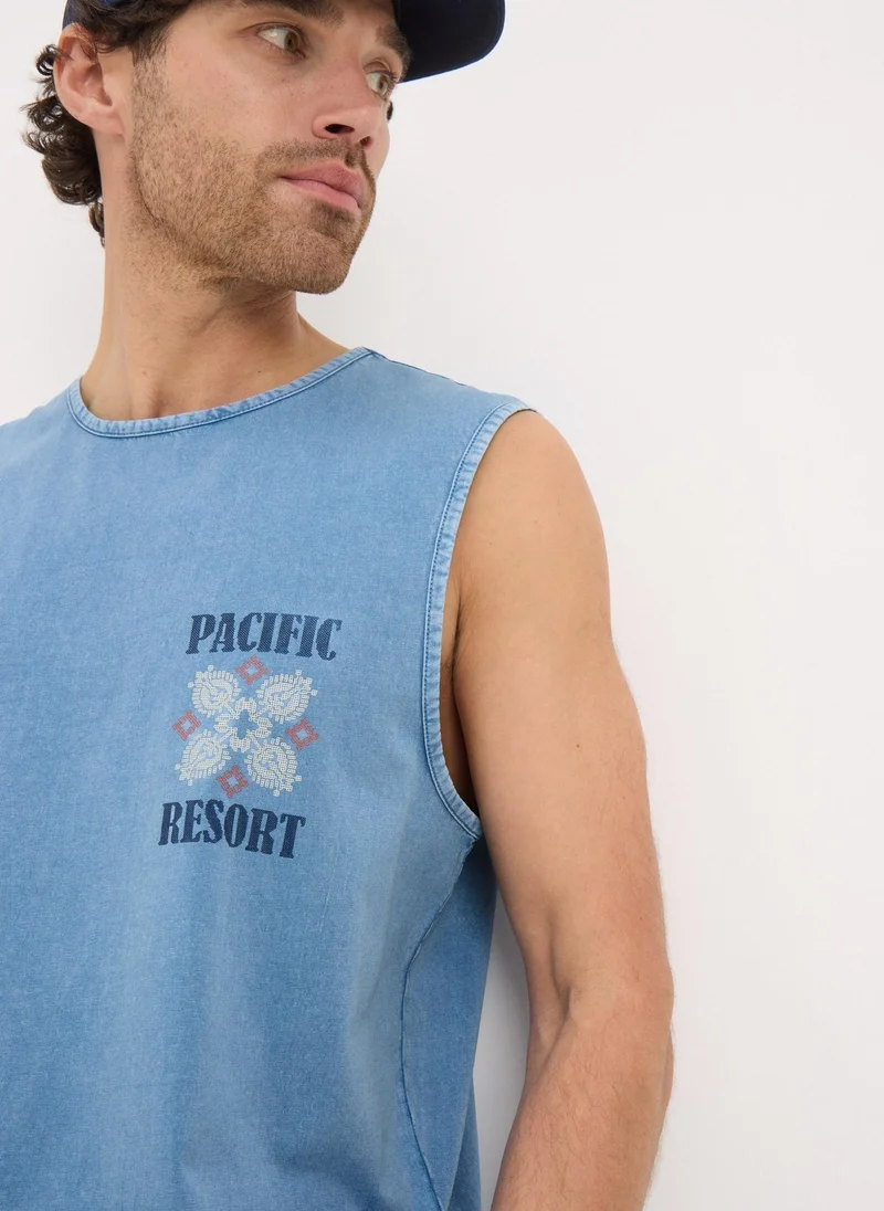 Matalan Blue Acid Wash Pacific Resort Vest