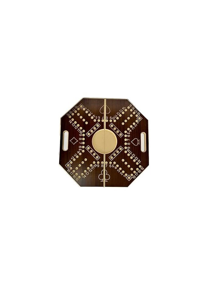 AL BADER - Numbered Foldable Jackaroo Wooden Board Game For 4 Players With 1 Deck Of Cards And 16 Marbles Fun And Exciting Family Board Game, Big Size and Foldable (Brown). - Image 1