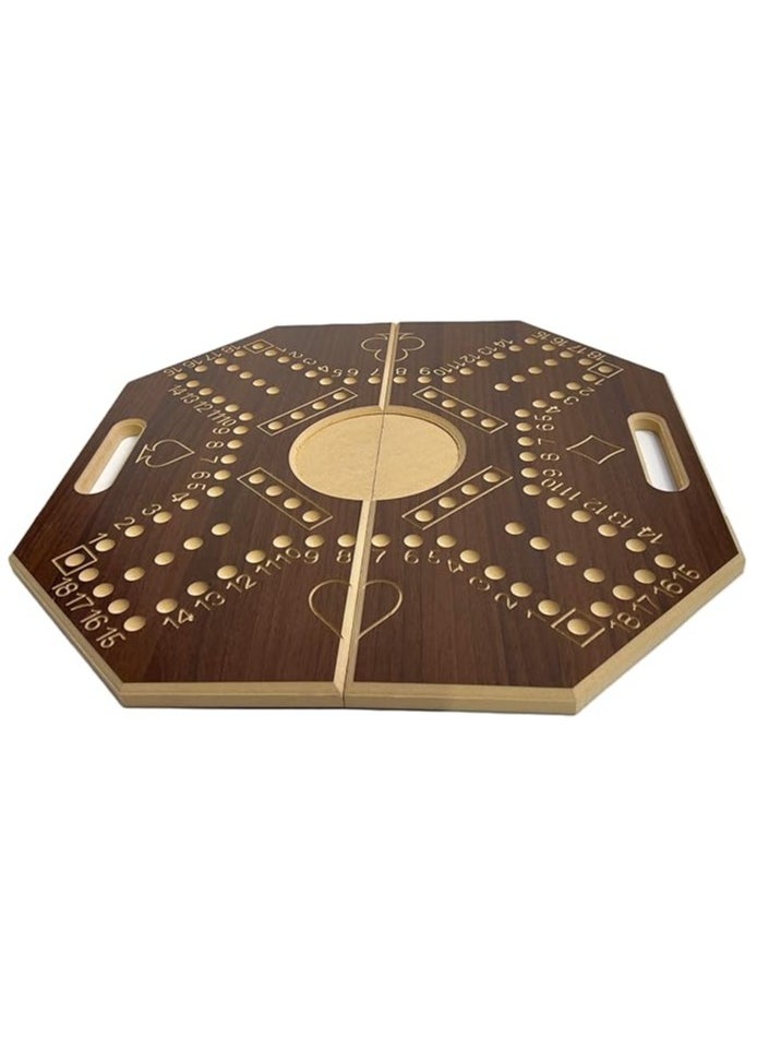 AL BADER - Numbered Foldable Jackaroo Wooden Board Game For 4 Players With 1 Deck Of Cards And 16 Marbles Fun And Exciting Family Board Game, Big Size and Foldable (Brown). - Image 1