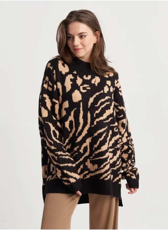زابايوني Animal Print Sweater