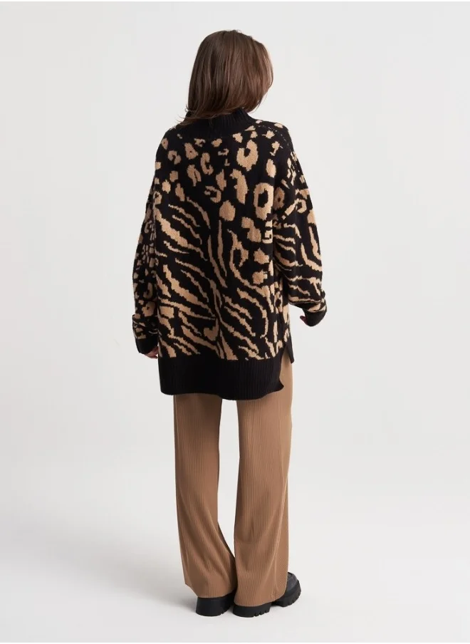 زابايوني Animal Print Sweater