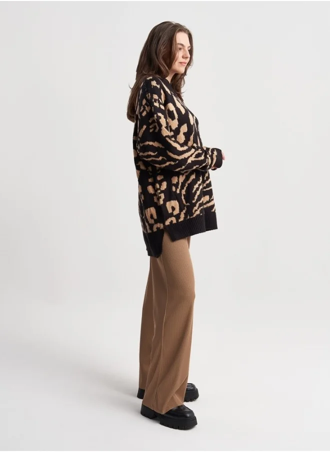 زابايوني Animal Print Sweater