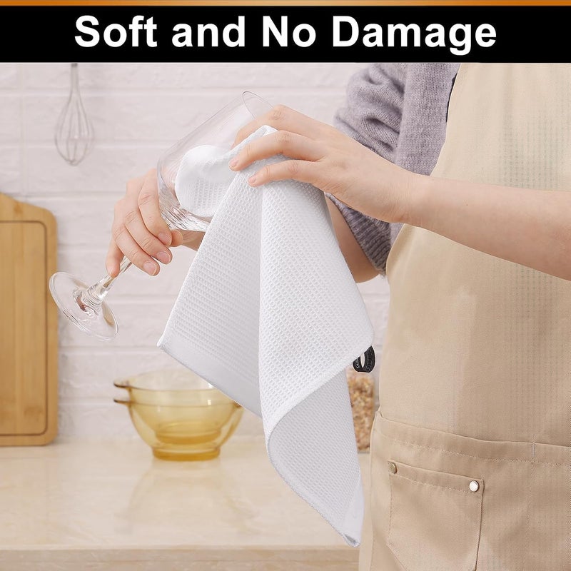 Homaxy 100% Cotton Dish Cloths - Waffle Weave Soft and Absorbent Dish Towels - 8 Pack Quick Dry Dish Rags - 12 x 12 Inches Dishcloths for Kitchen Washing Dishes - White - Image 4
