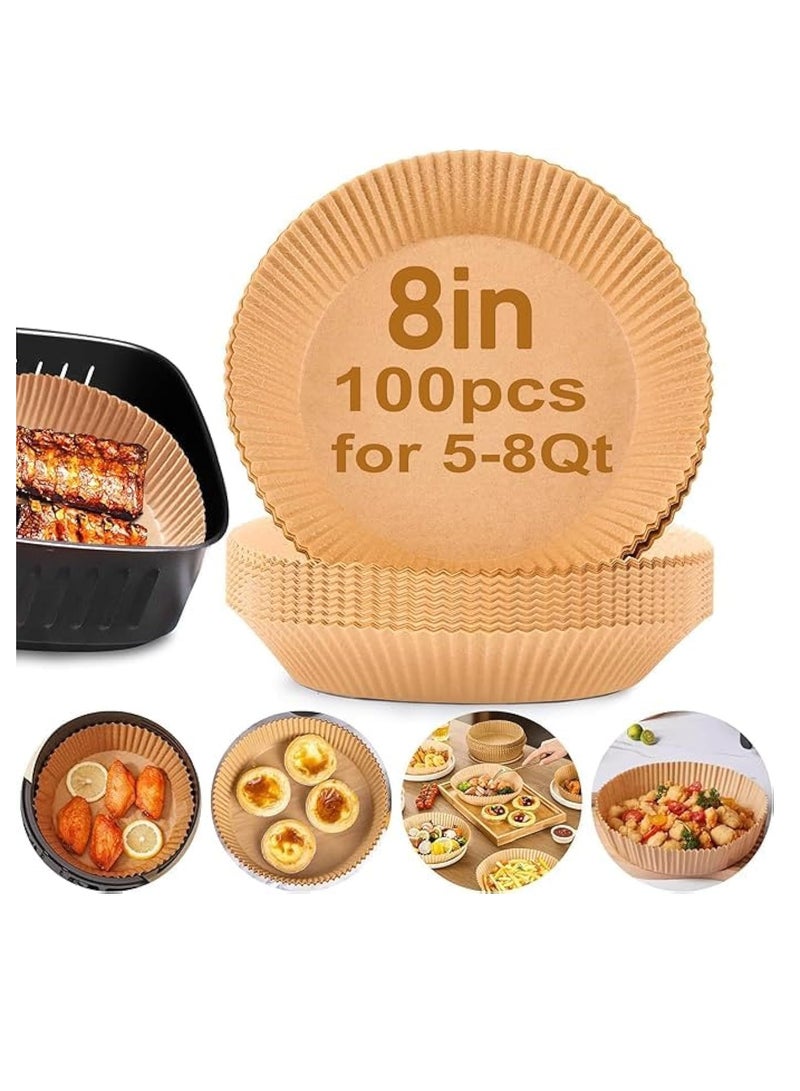 Meetion 100Pcs Disposable Air Fryer Paper Liner-Non-Stick Parchment Paper box Square, Microwave Paper for Baking, Non-Stick, Oil-Proof (7.8 inch/20cm) - Image 1