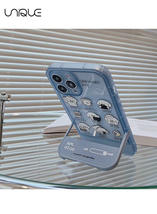 Unique Compatible with iPhone 15 Pro Max Cases, Puppy Work Diary Phone Cases, Blue Phone Cases, Hidden Stand Phone Cases - Sleek and Simple Phone Case - TPU Drop Protection - Image 2