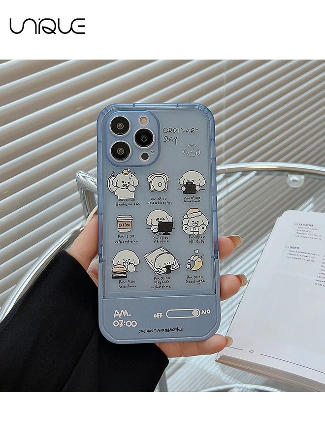 Unique Compatible with iPhone 15 Pro Max Cases, Puppy Work Diary Phone Cases, Blue Phone Cases, Hidden Stand Phone Cases - Sleek and Simple Phone Case - TPU Drop Protection - Image 3