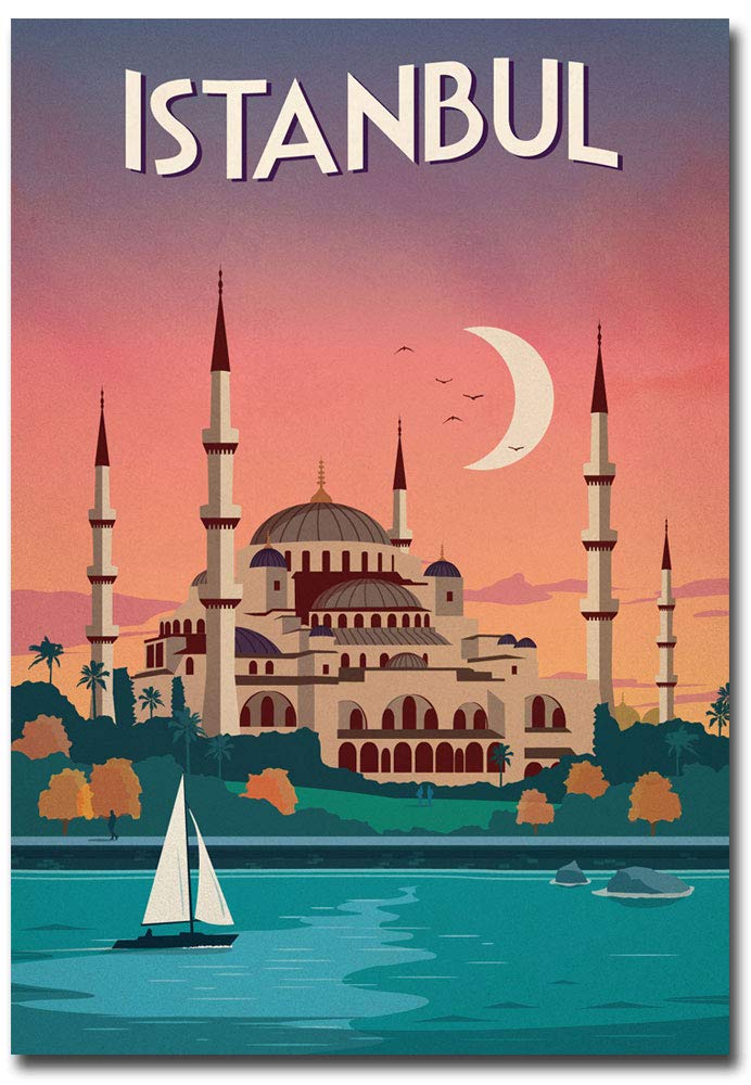 REFRIGERATOR MAGNET Istanbul Travel Vintage Art Refrigerator Magnet Size 25 x 35 