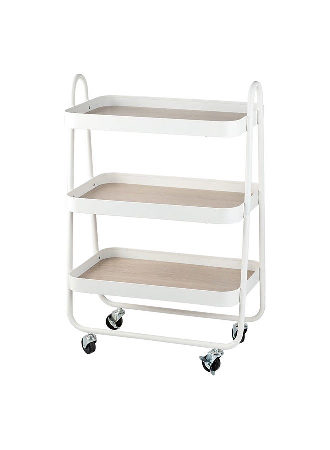 DANUBE HOME Oliver 3 Tier Rolling Bath Storage Cart Adjustable Movable Rolling Storage Cart Removable Baskets, Storage Trolley White L51XW30XH77.2Cm - Image 5