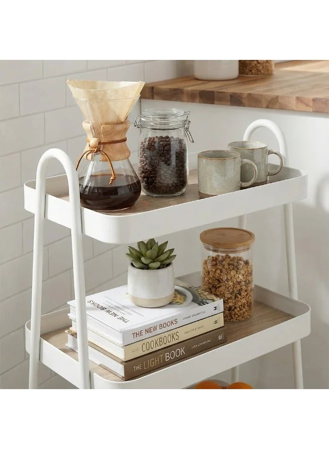DANUBE HOME Oliver 3 Tier Rolling Bath Storage Cart Adjustable Movable Rolling Storage Cart Removable Baskets, Storage Trolley White L51XW30XH77.2Cm