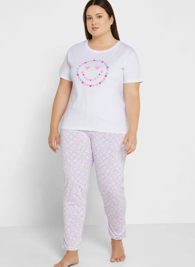 Ginger Plus Graphic Nightwear T-Shirt And Pyjama Set