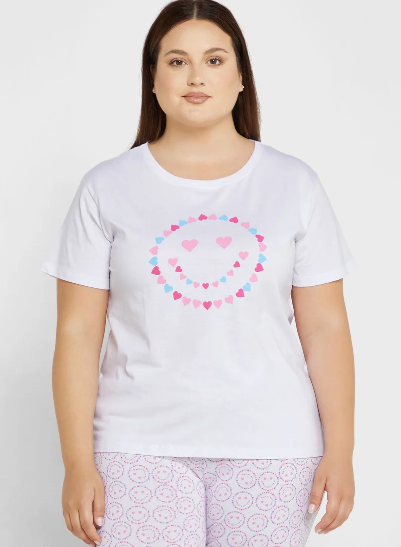 Ginger Plus Graphic Nightwear T-Shirt And Pyjama Set