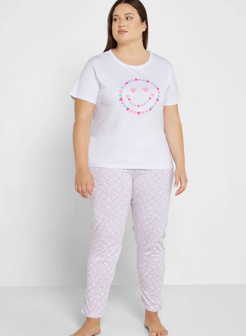 Ginger Plus Graphic Nightwear T-Shirt And Pyjama Set