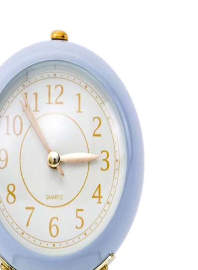 Small Round Clock Circular Base Mute Corrosion Resistance Quartz Bedside Alarm Clock with Night Light for Bedroom School Orchid Color - Image 2