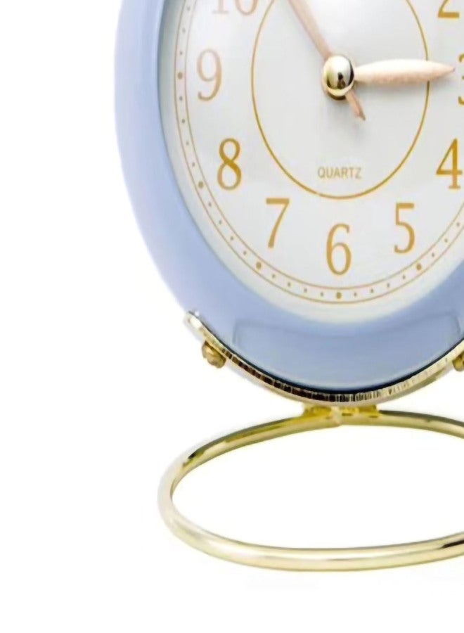 Small Round Clock Circular Base Mute Corrosion Resistance Quartz Bedside Alarm Clock with Night Light for Bedroom School Orchid Color - Image 3