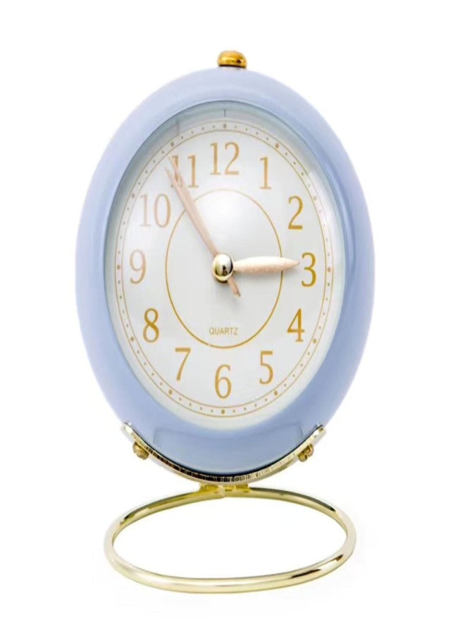 Small Round Clock Circular Base Mute Corrosion Resistance Quartz Bedside Alarm Clock with Night Light for Bedroom School Orchid Color - Image 1