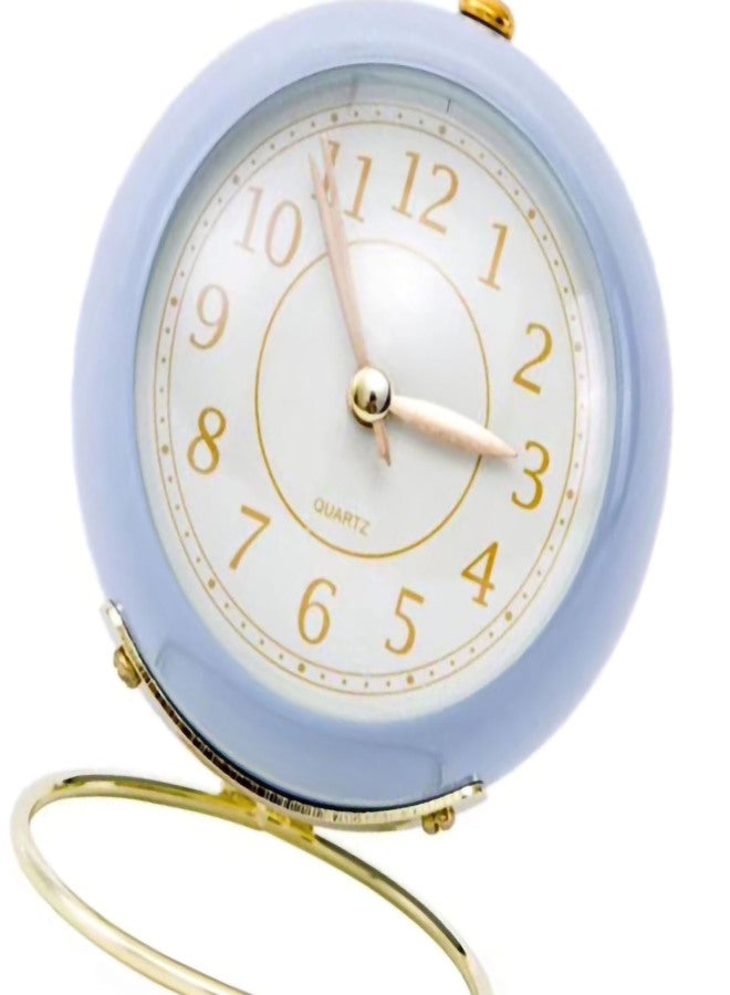 Small Round Clock Circular Base Mute Corrosion Resistance Quartz Bedside Alarm Clock with Night Light for Bedroom School Orchid Color - Image 5