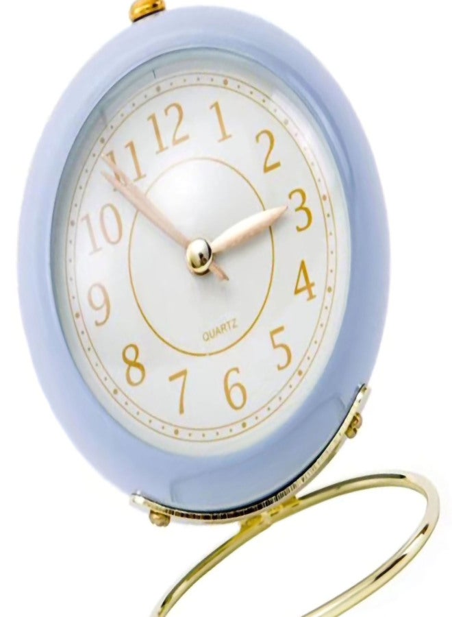 Small Round Clock Circular Base Mute Corrosion Resistance Quartz Bedside Alarm Clock with Night Light for Bedroom School Orchid Color - Image 4