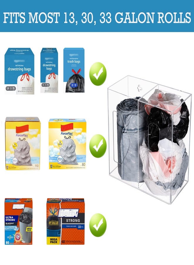 Heyrelda Trash Bag Dispenser and Grocery Bag Holder -2 in 1 Cabinet Door Holder for Garbage Bags and Plastic Bag, Wall Mount Acrylic Trash Bag Storage Organizer for Kitchen Laundry Room Organization - Image 3