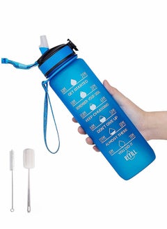 Leak-Proof Drinking Water Bottle, With Time Stamp, Straw And Cleaning Brush, Bpa-Free, Reusable, Suitable for Fitness And Outdoor Enthusiasts