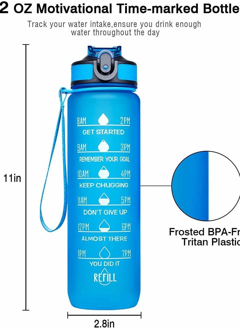 SYOSI - Leak-Proof Drinking Water Bottle, With Time Stamp, Straw And Cleaning Brush, Bpa-Free, Reusable, Suitable for Fitness And Outdoor Enthusiasts - Image 1