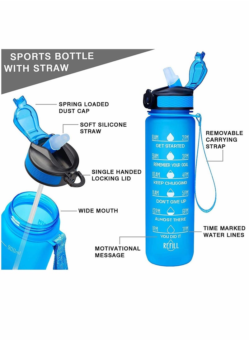 SYOSI - Leak-Proof Drinking Water Bottle, With Time Stamp, Straw And Cleaning Brush, Bpa-Free, Reusable, Suitable for Fitness And Outdoor Enthusiasts - Image 1