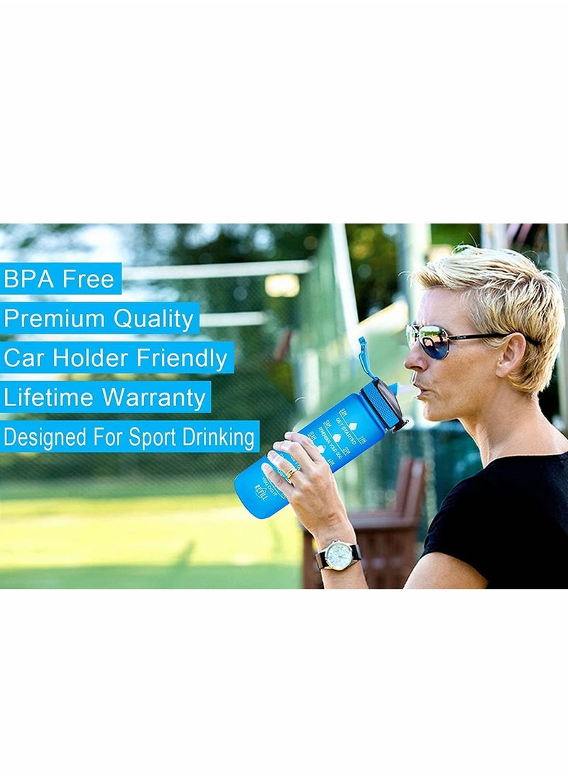 SYOSI - Leak-Proof Drinking Water Bottle, With Time Stamp, Straw And Cleaning Brush, Bpa-Free, Reusable, Suitable for Fitness And Outdoor Enthusiasts - Image 1