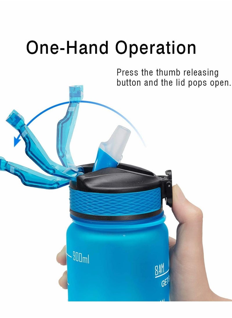 SYOSI - Leak-Proof Drinking Water Bottle, With Time Stamp, Straw And Cleaning Brush, Bpa-Free, Reusable, Suitable for Fitness And Outdoor Enthusiasts - Image 1